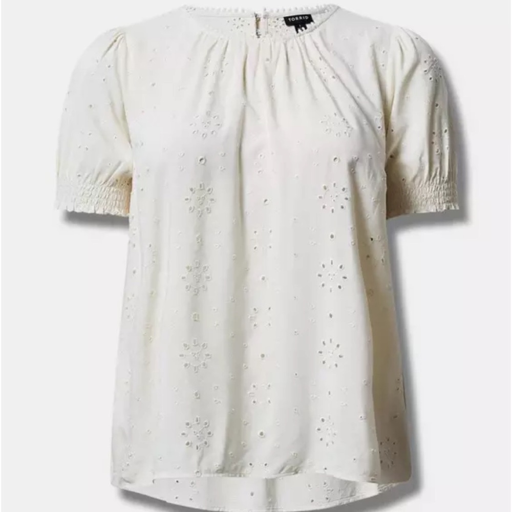 Torrid Cream Eyelet Blouse
